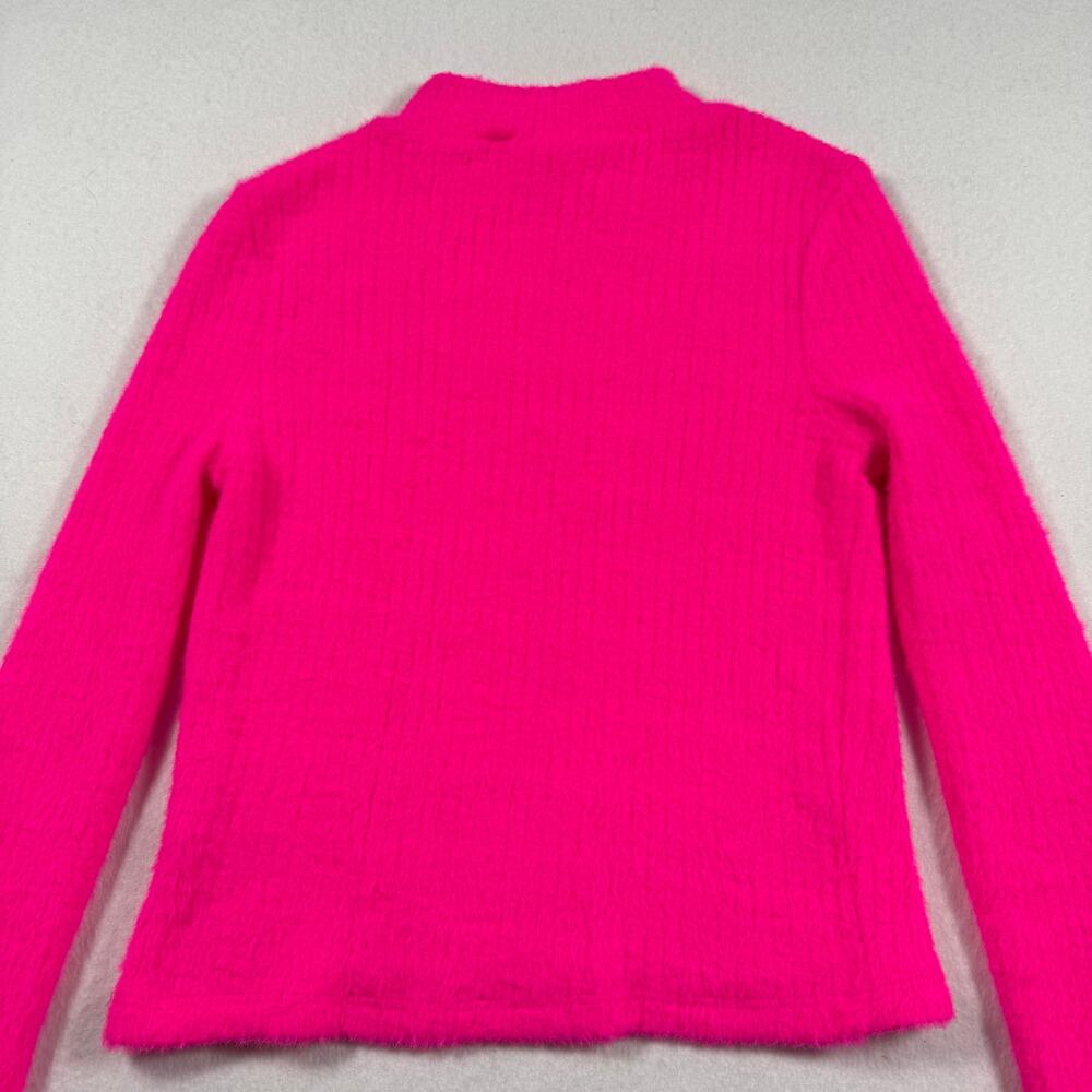 Anthropologie pink sweater long sleeve fuzzy texture mock neck size xs